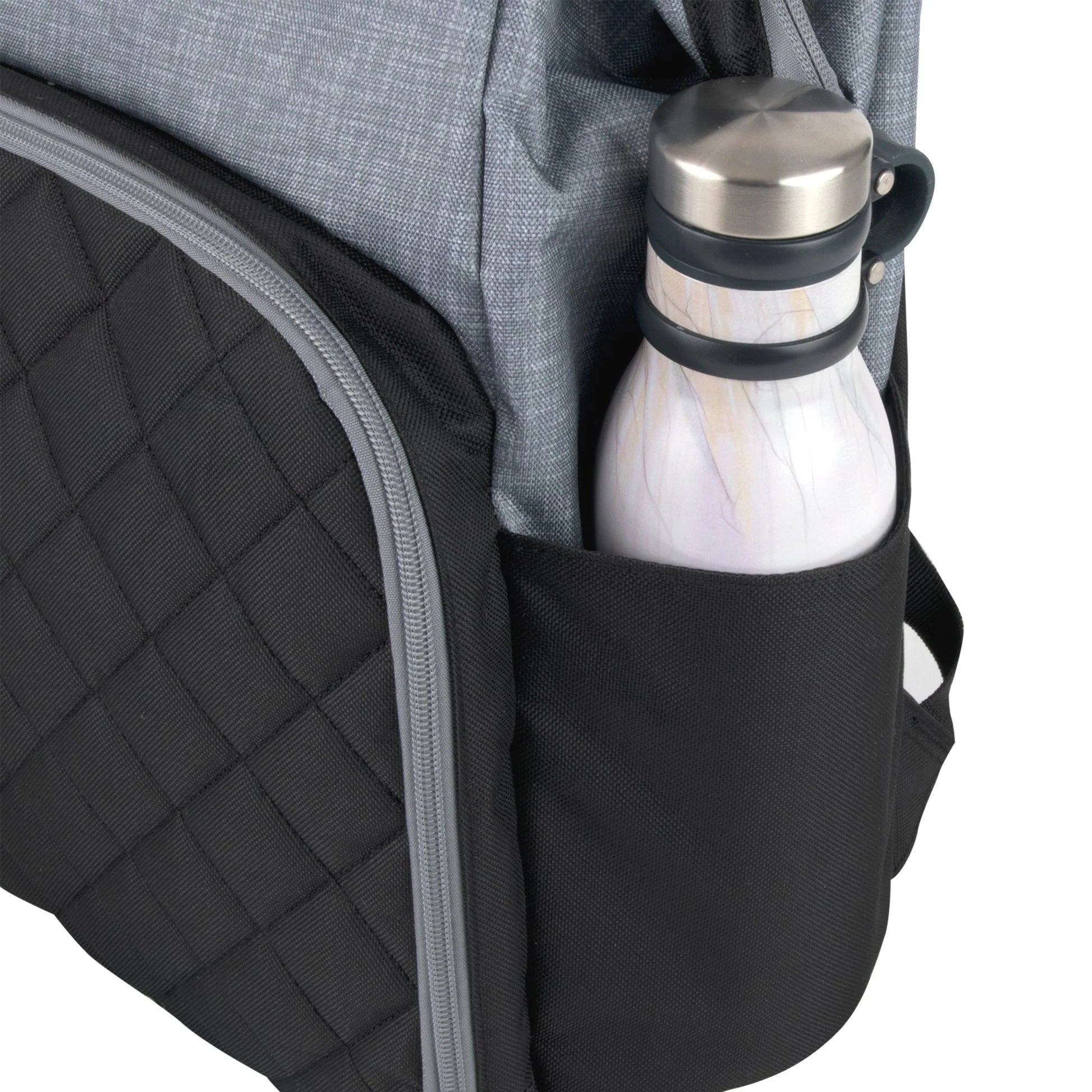 Baby Essentials Quilted Diaper Bag Backpack W Changing Pad - Black & Grey