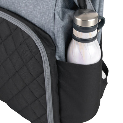 Baby Essentials Quilted Diaper Bag Backpack W Changing Pad - Black & Grey