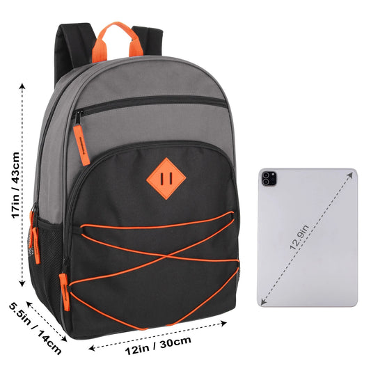 17-Inch Multi Pocket Bungee Backpack - 5 Colors