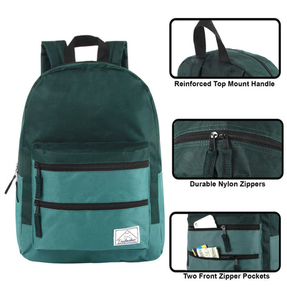 17-Inch Double Front Zippered Pocket Backpack