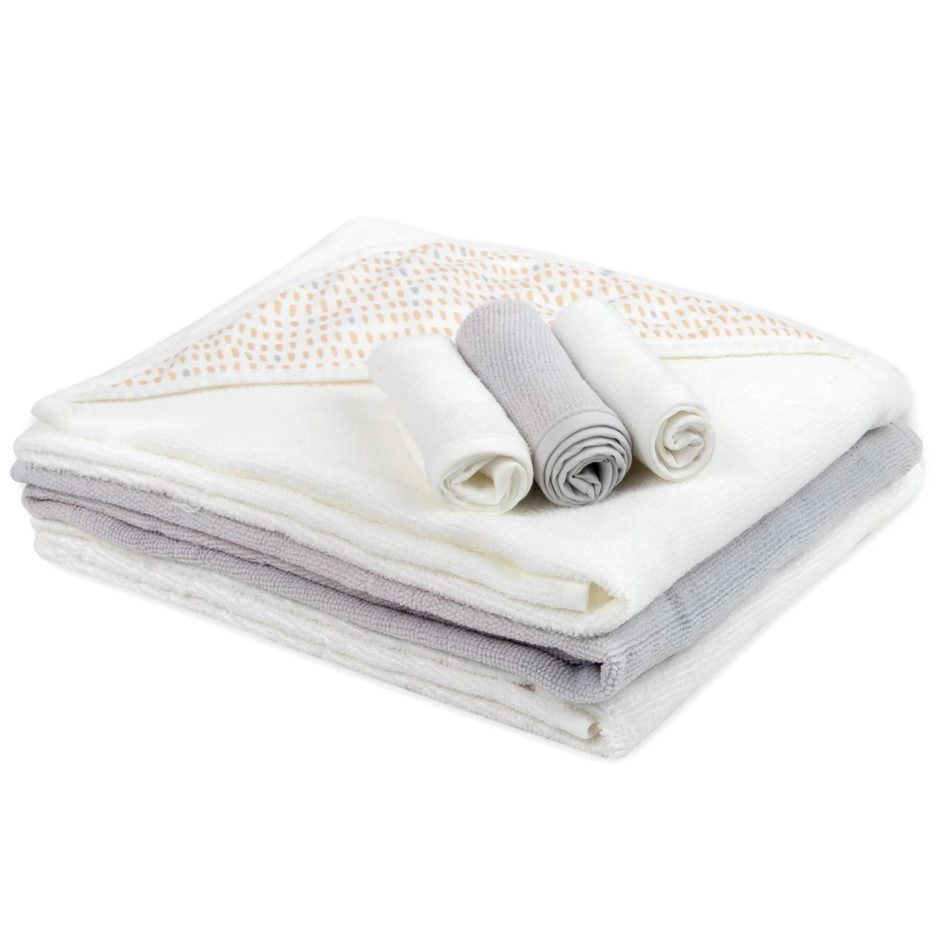 6-Piece Baby Bath Set with Hooded Bath Towel & Wash Cloth - Puppy Theme