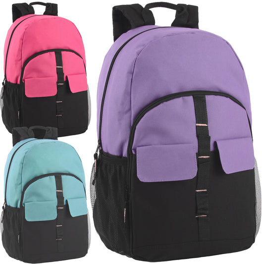 18 Inch Double Flap Daisy Chain Backpack - 3 Pastel Colors