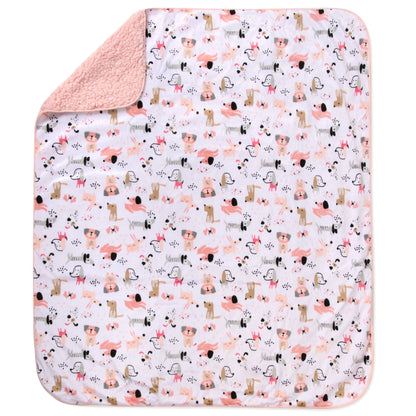 Baby Fleece Blankets 36" X 30" - Pink Puppy