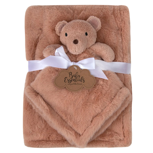 Baby 2 Piece Set Fleece Blankets 36" X 30" & Snuggler - Bear