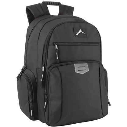 18-Inch Reflective Multi Pocket Backpack with Laptop Section - 4 Dark Colors