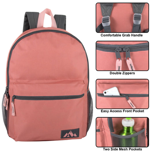 18 Inch Trailmaker Girl'S Assorted Colors Backpack with Side Mesh Pocket - 5 Pastel Colors