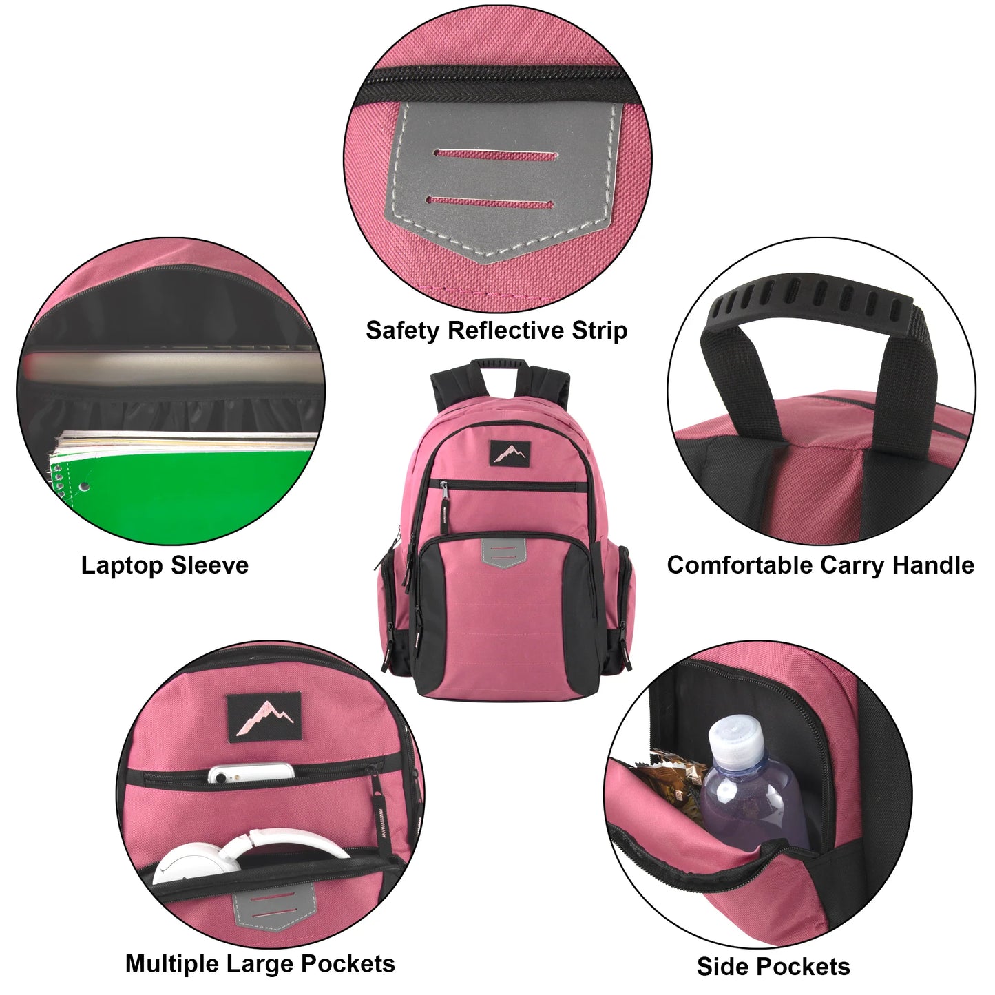 18-Inch Reflective Multi Pocket Backpack with Laptop Section - 3 Girl Colors