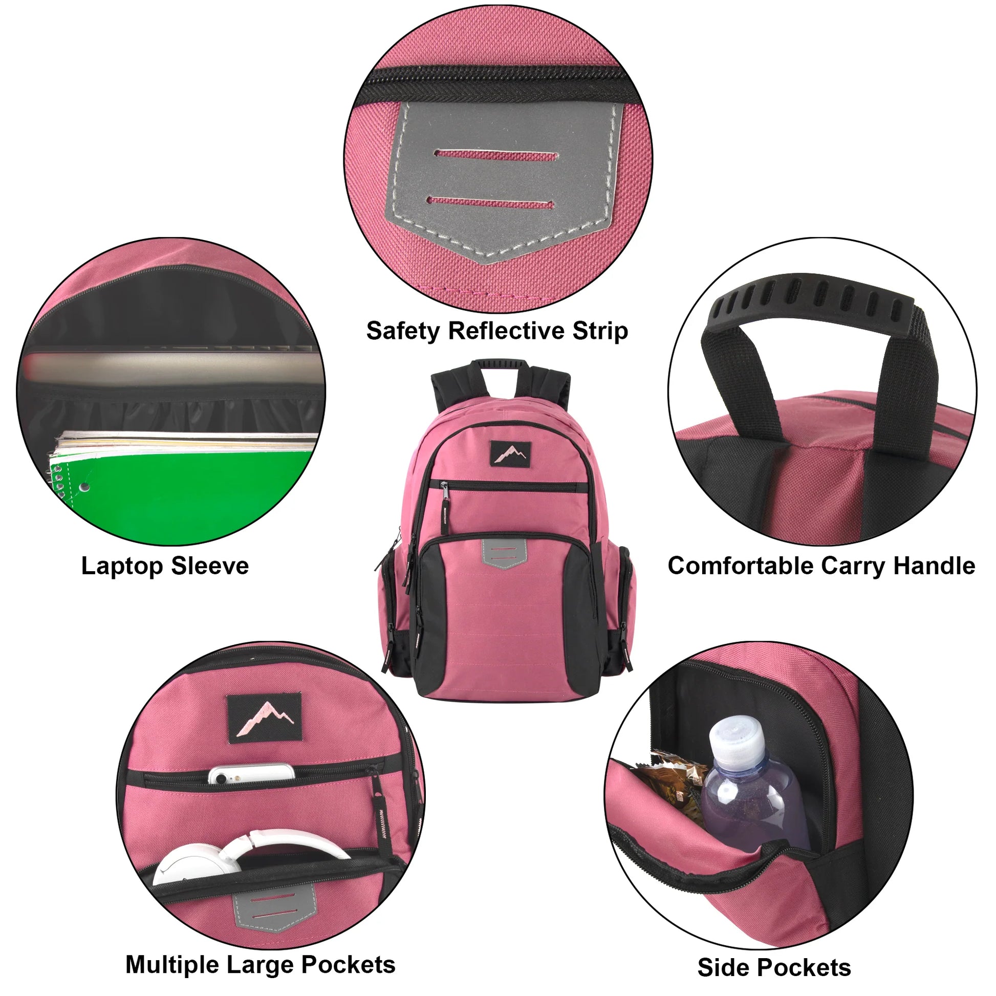 18-Inch Reflective Multi Pocket Backpack with Laptop Section - 3 Girl Colors