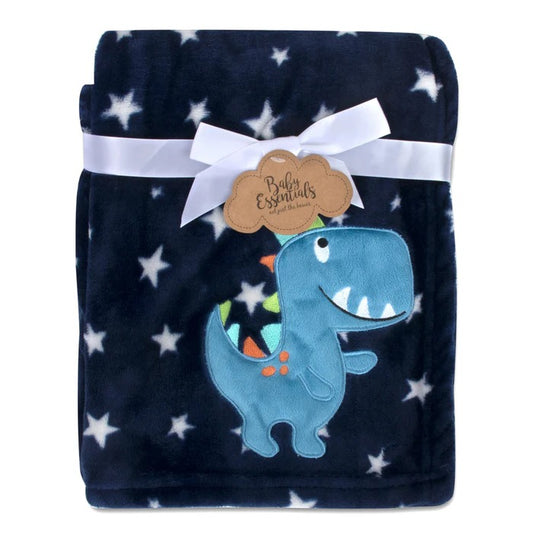 Baby Fleece Blankets 36" X 30" - Navy T-Rex