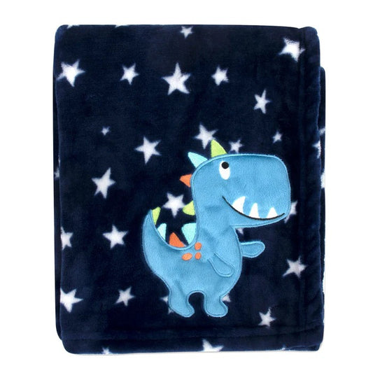 Baby Fleece Blankets 36" X 30" - Navy T-Rex