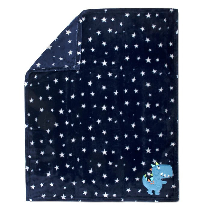 Baby Fleece Blankets 36" X 30" - Navy T-Rex
